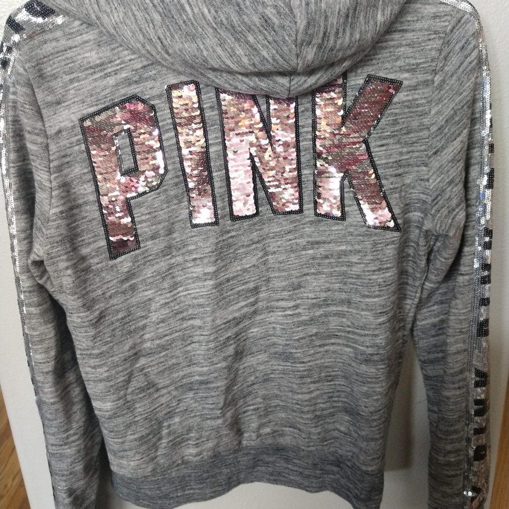 Pink vs sequin zip up hoodie